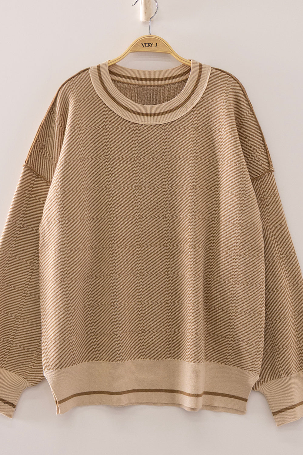 Soft plaid knit pullover sweater