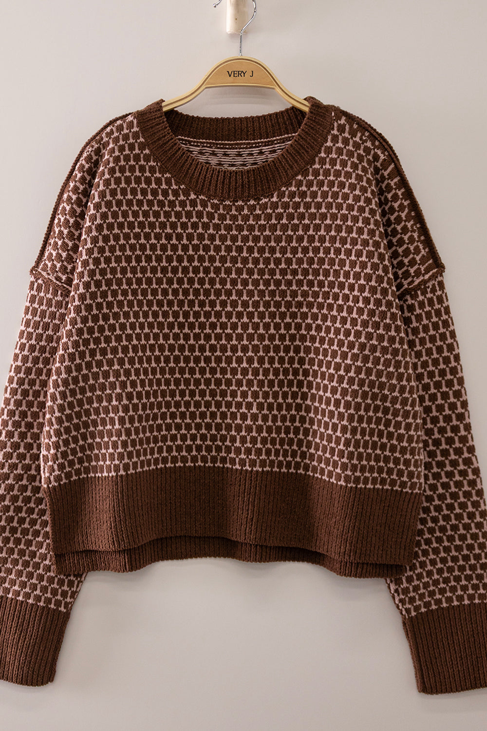 Geometric check pattern sweater
