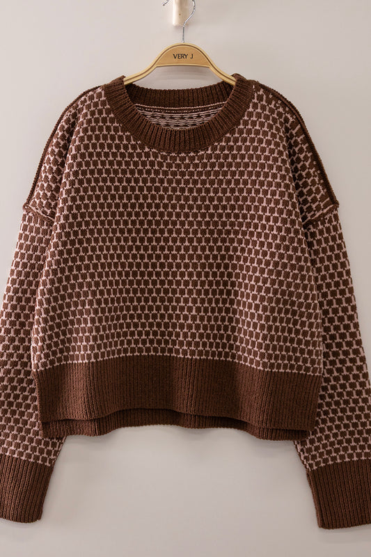 Geometric check pattern sweater