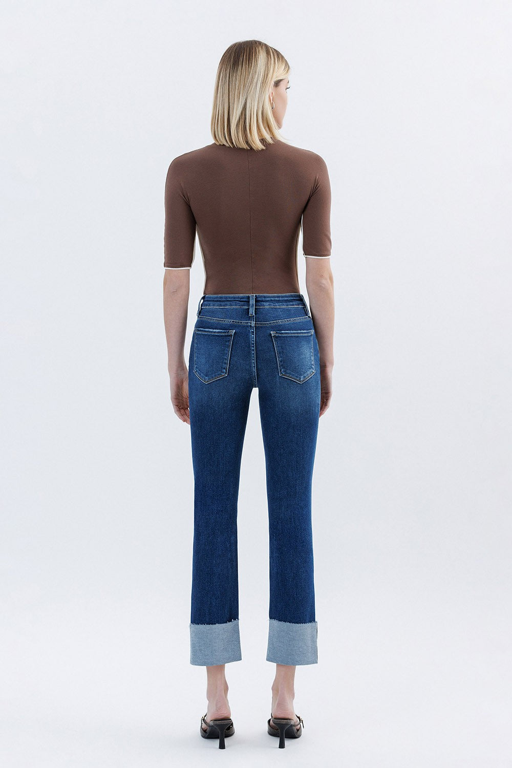 High Rise Cuff Slim Straight