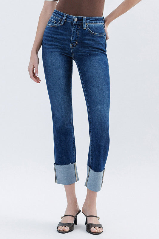 High Rise Cuff Slim Straight