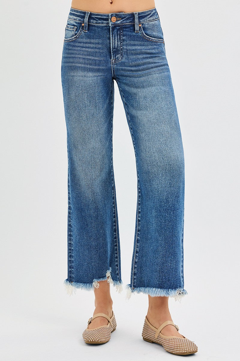 Mid Rise Crop Straight Jeans