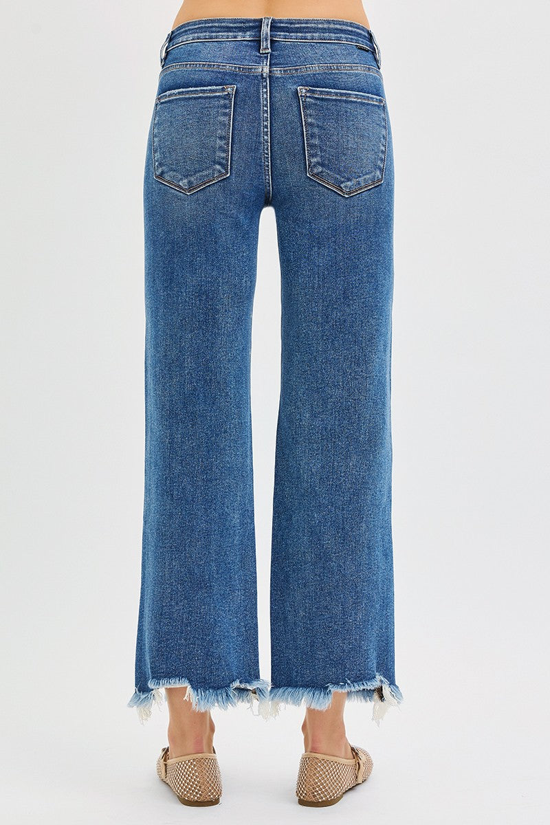 Mid Rise Crop Straight Jeans