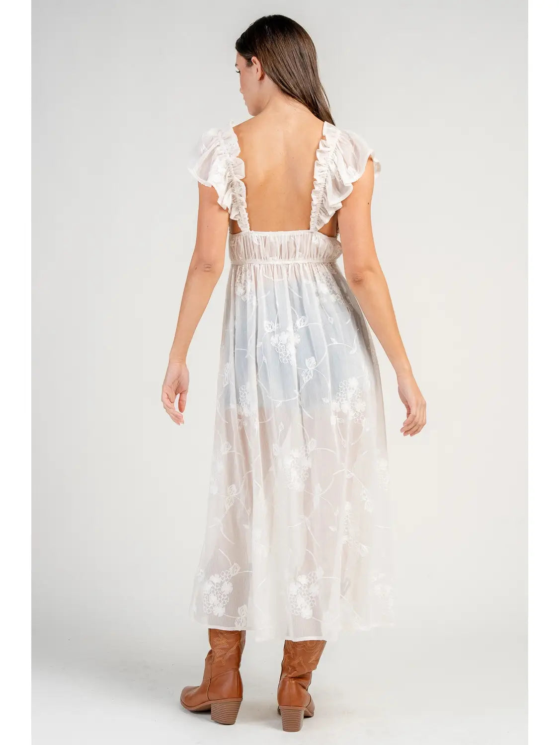 Embroidered chiffon duster