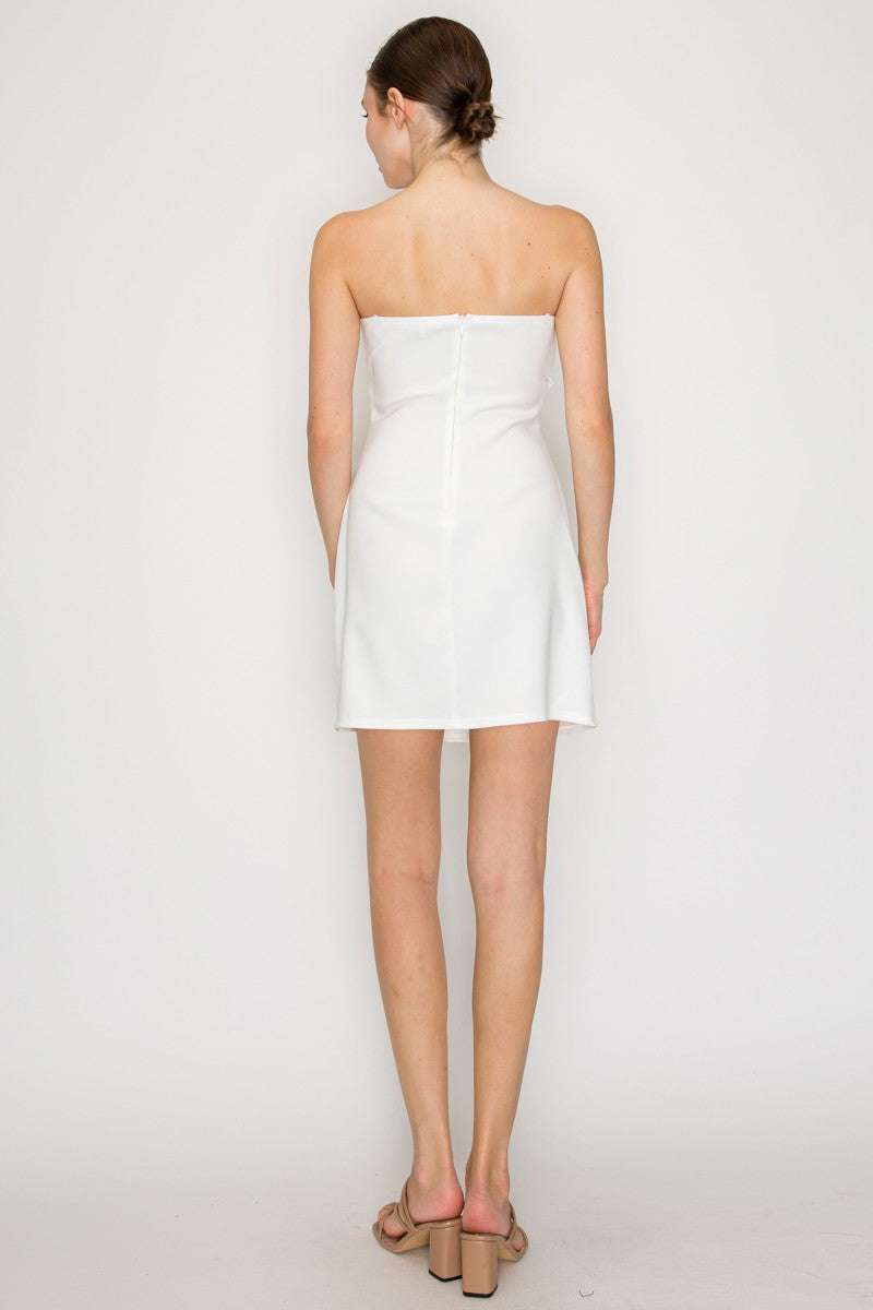 Back Zipper Wrap Mini Dress