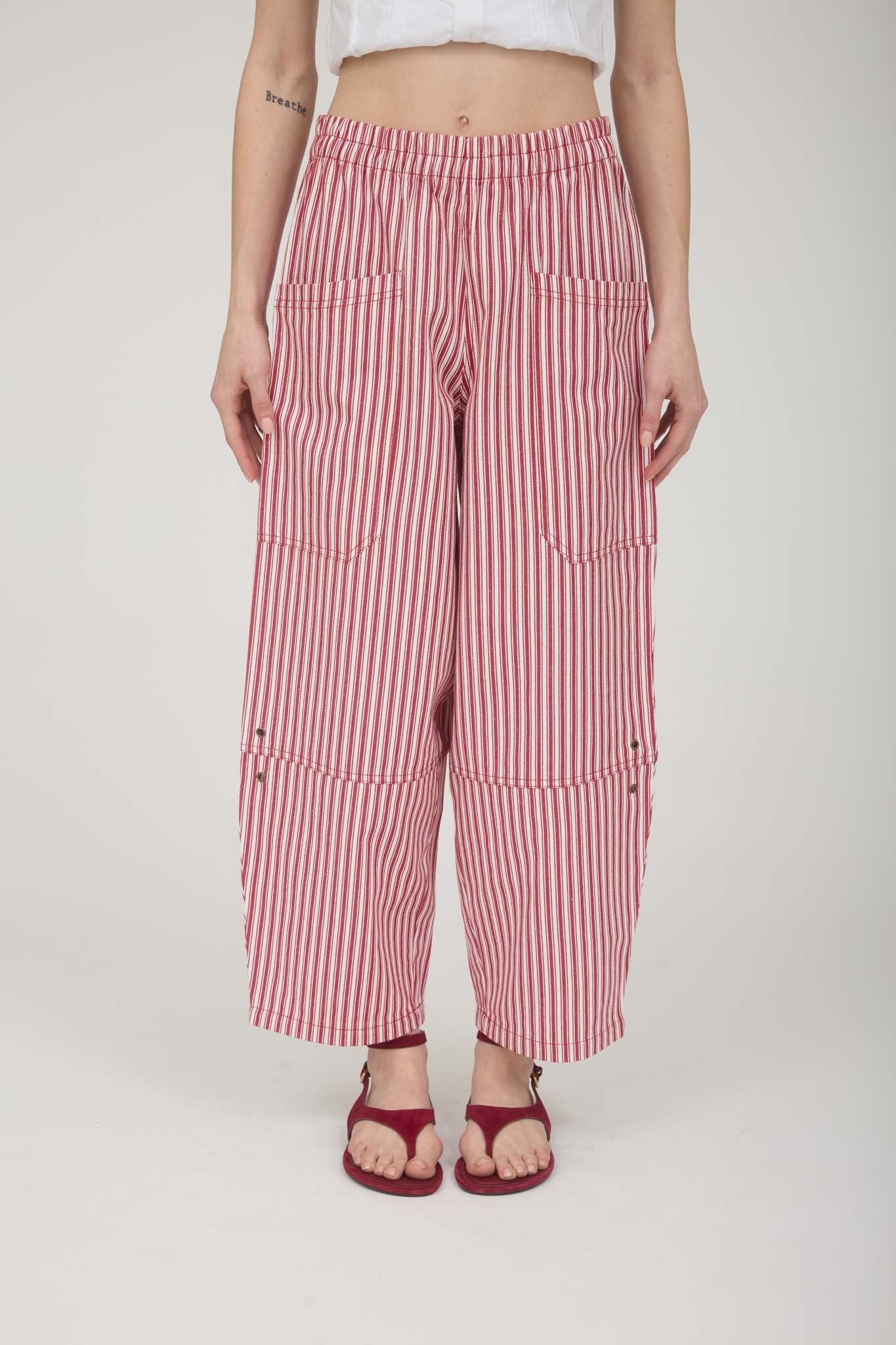 Stripe Pocket Detail Wide Leg Pants