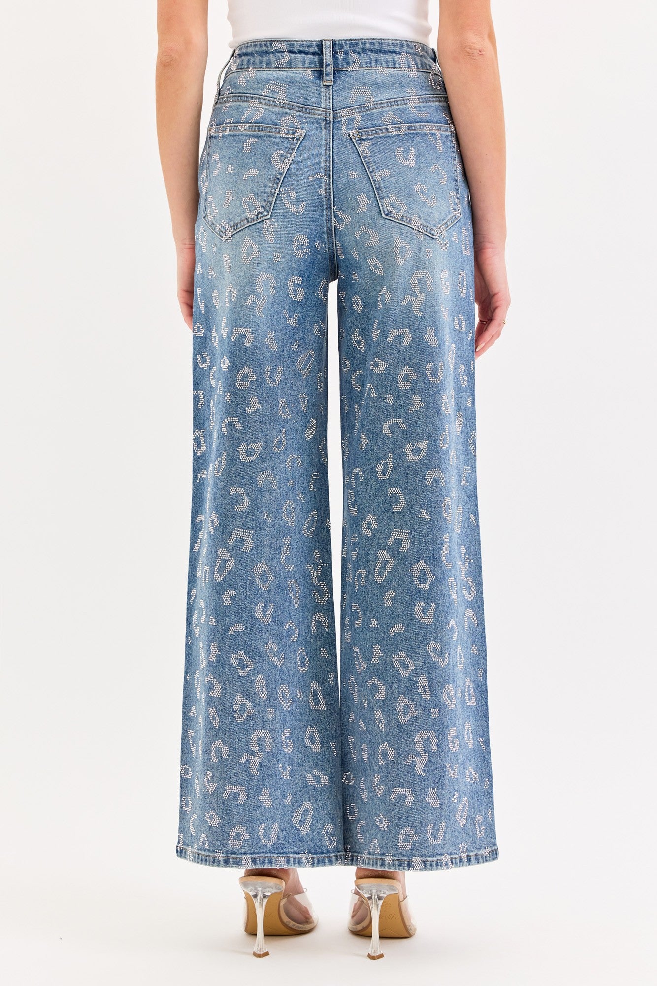 High Rise Wide Leg With All Over Rhinestones