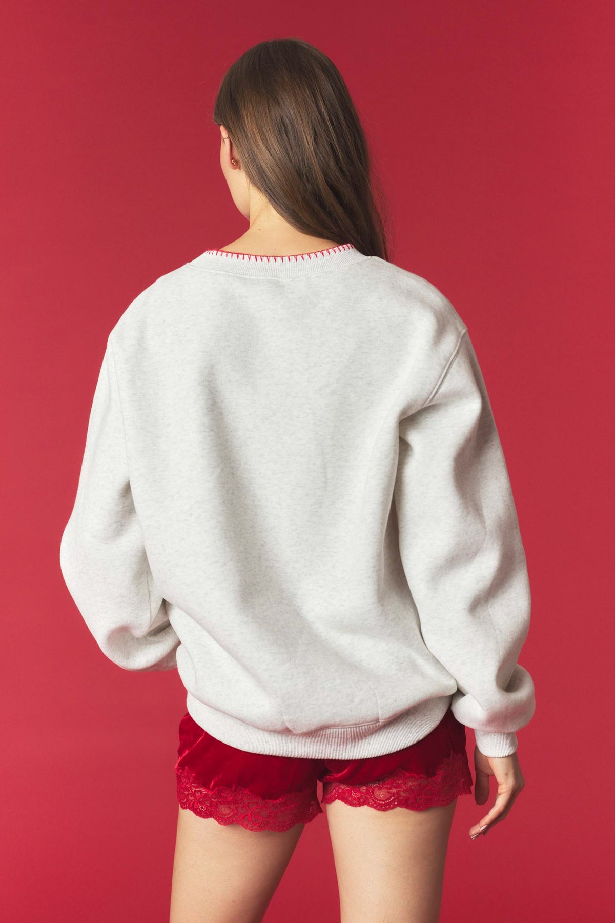 Embroidered Santa Graphic Pullover