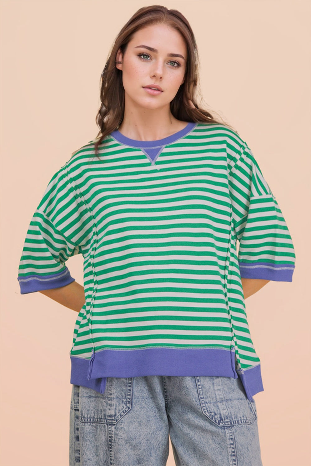 Oversized Stripe Casual Knit Top