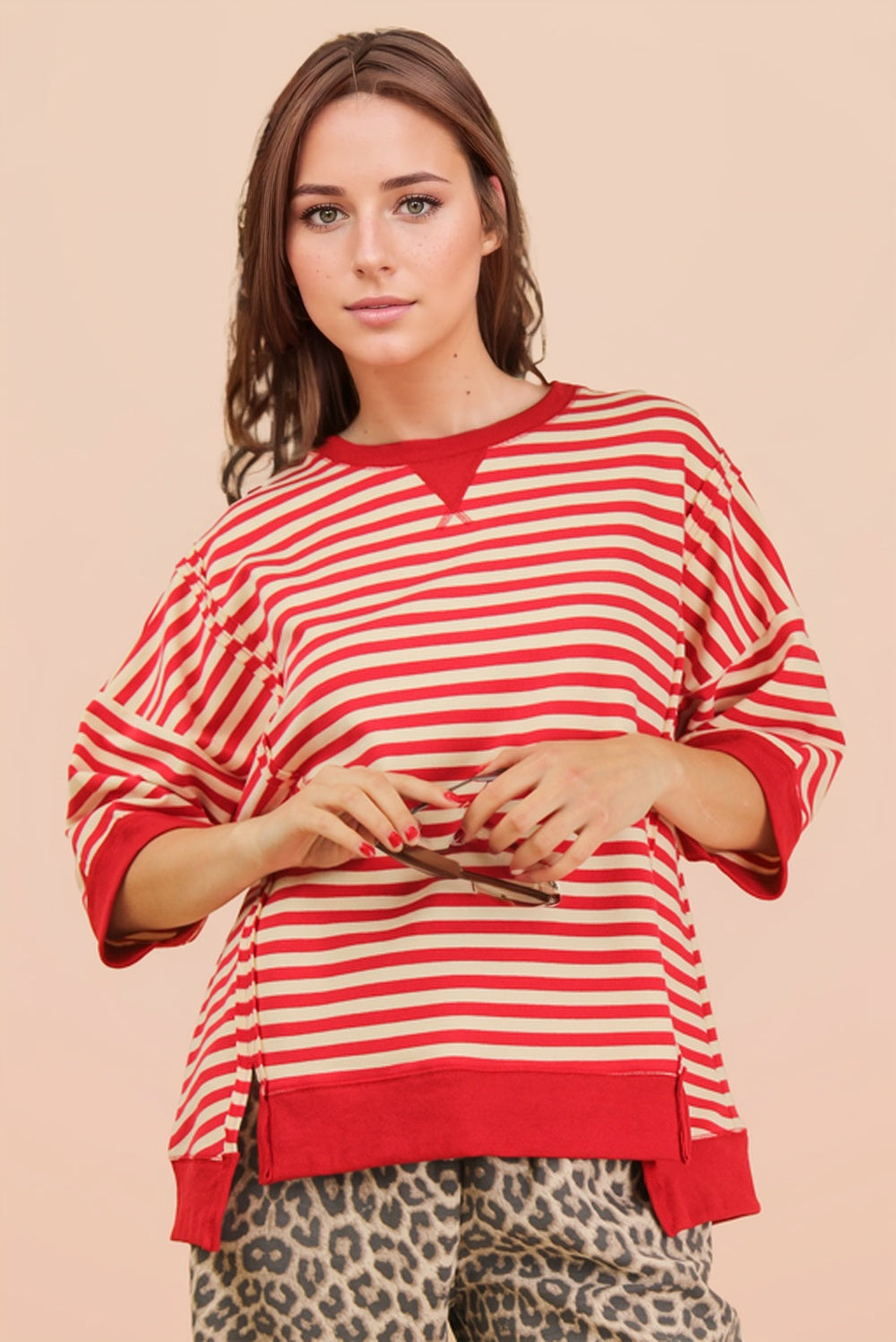 Oversized Stripe Casual Knit Top