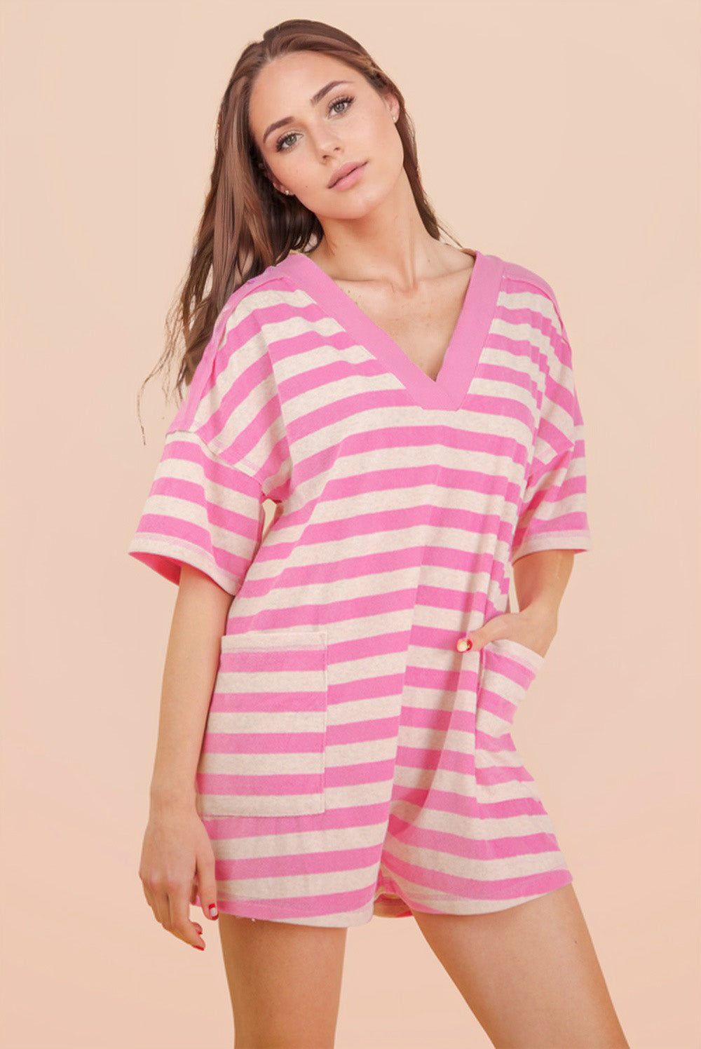 Stripe Casual Knit Romper