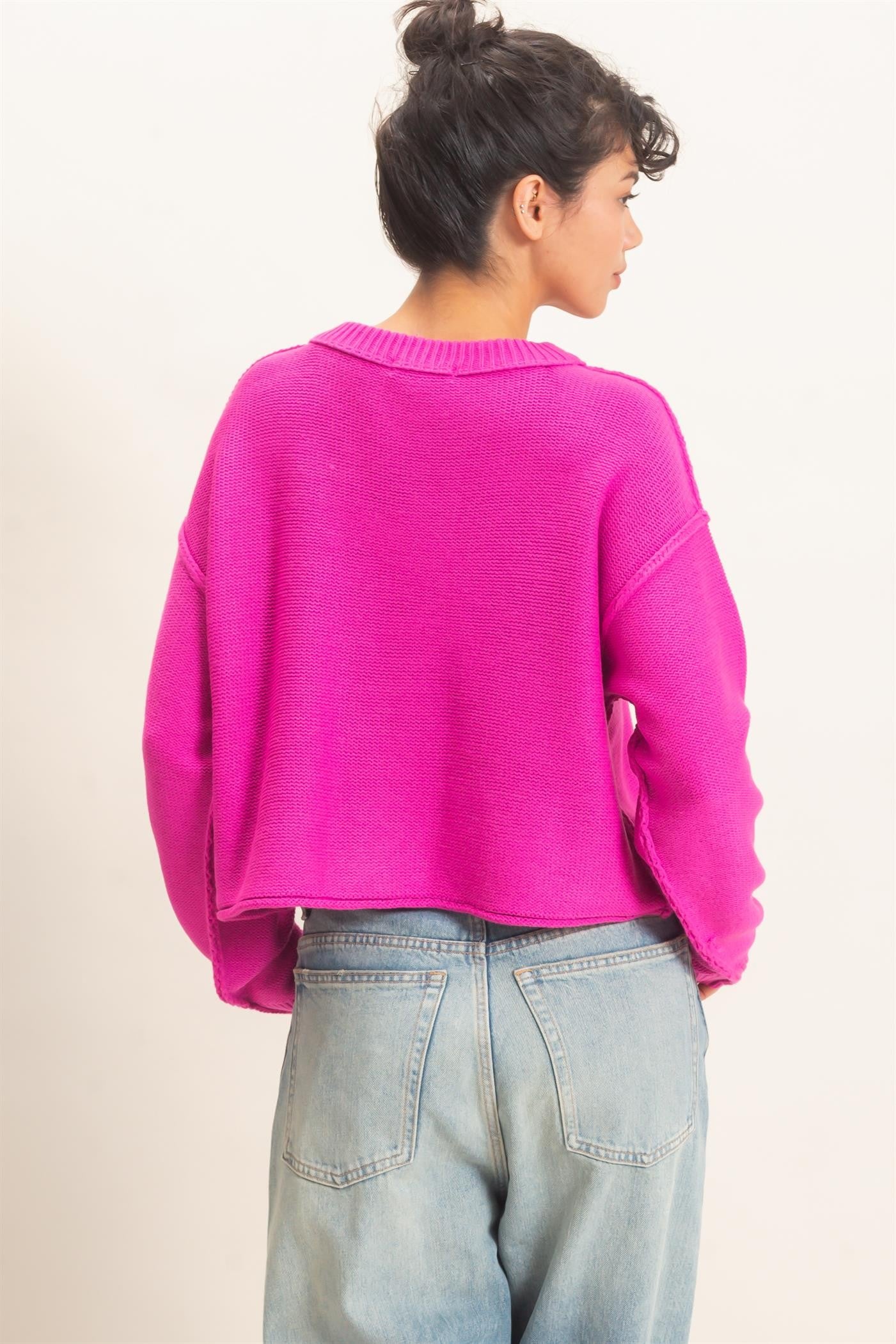 Pink Seam Detail Oversized Sweater