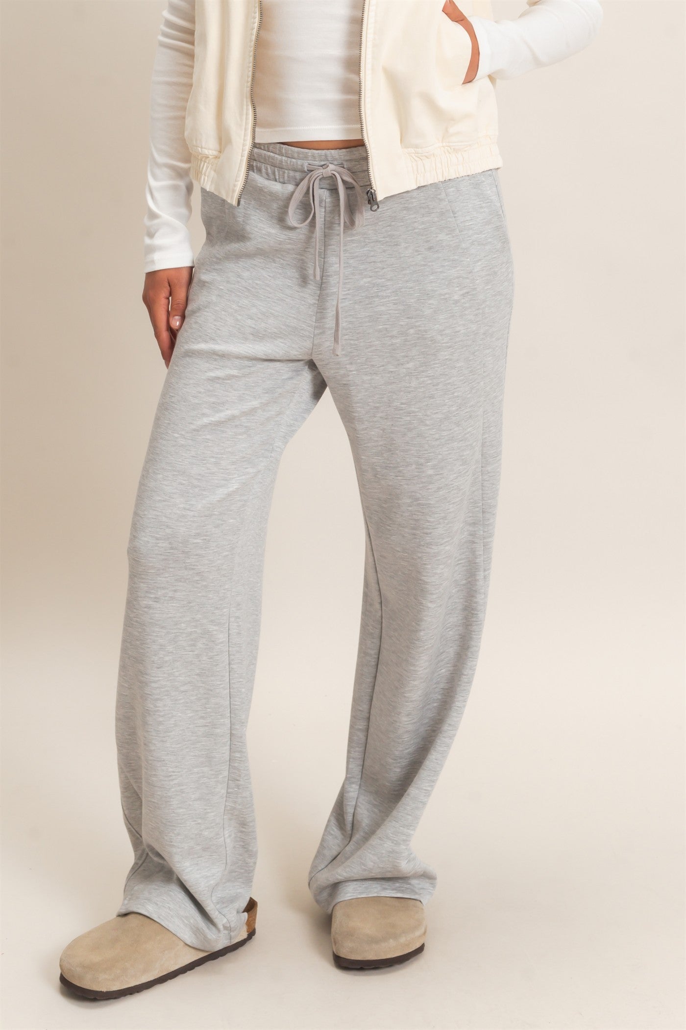 Elastic Waist Straight Leg Pants