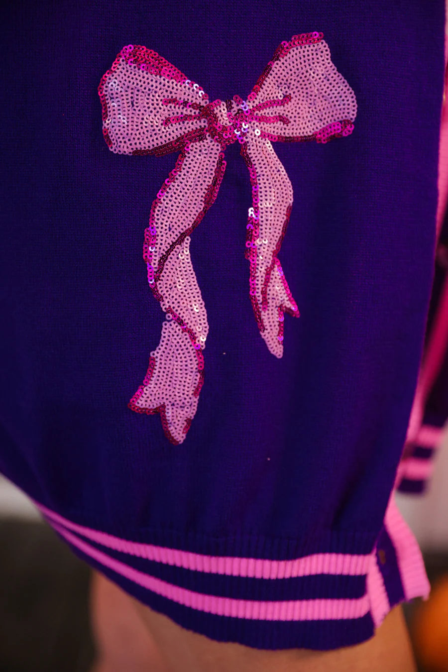 Purple Cardigan with Bow Detail