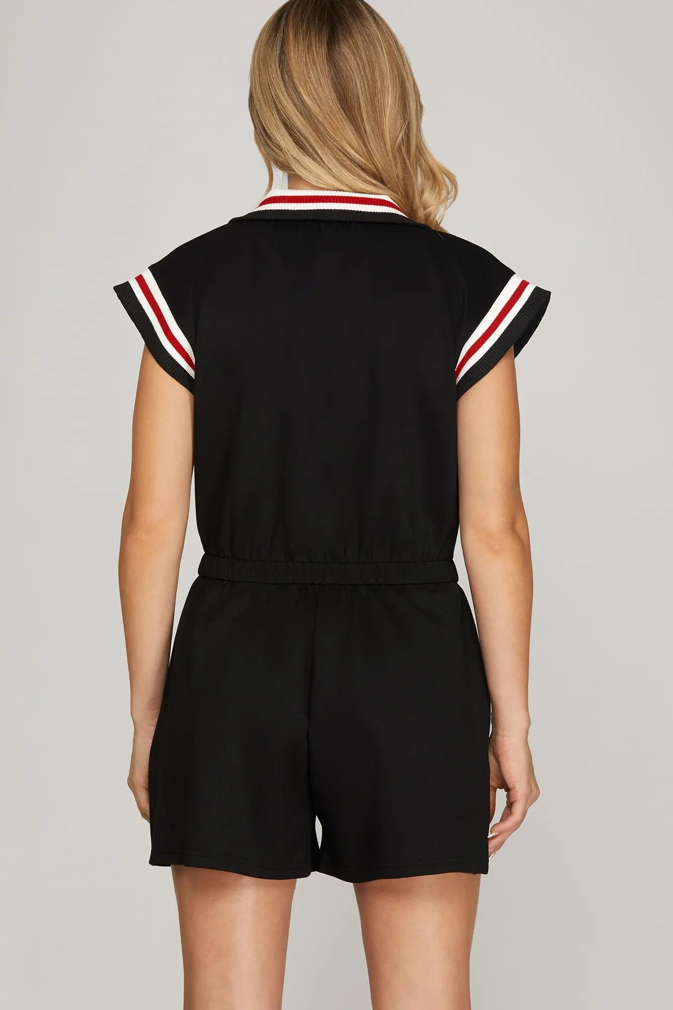 DROP SHOULDER FRONT ZIP ROMPER