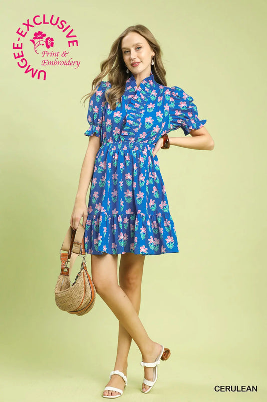 Ruffled Floral Babydoll Dress