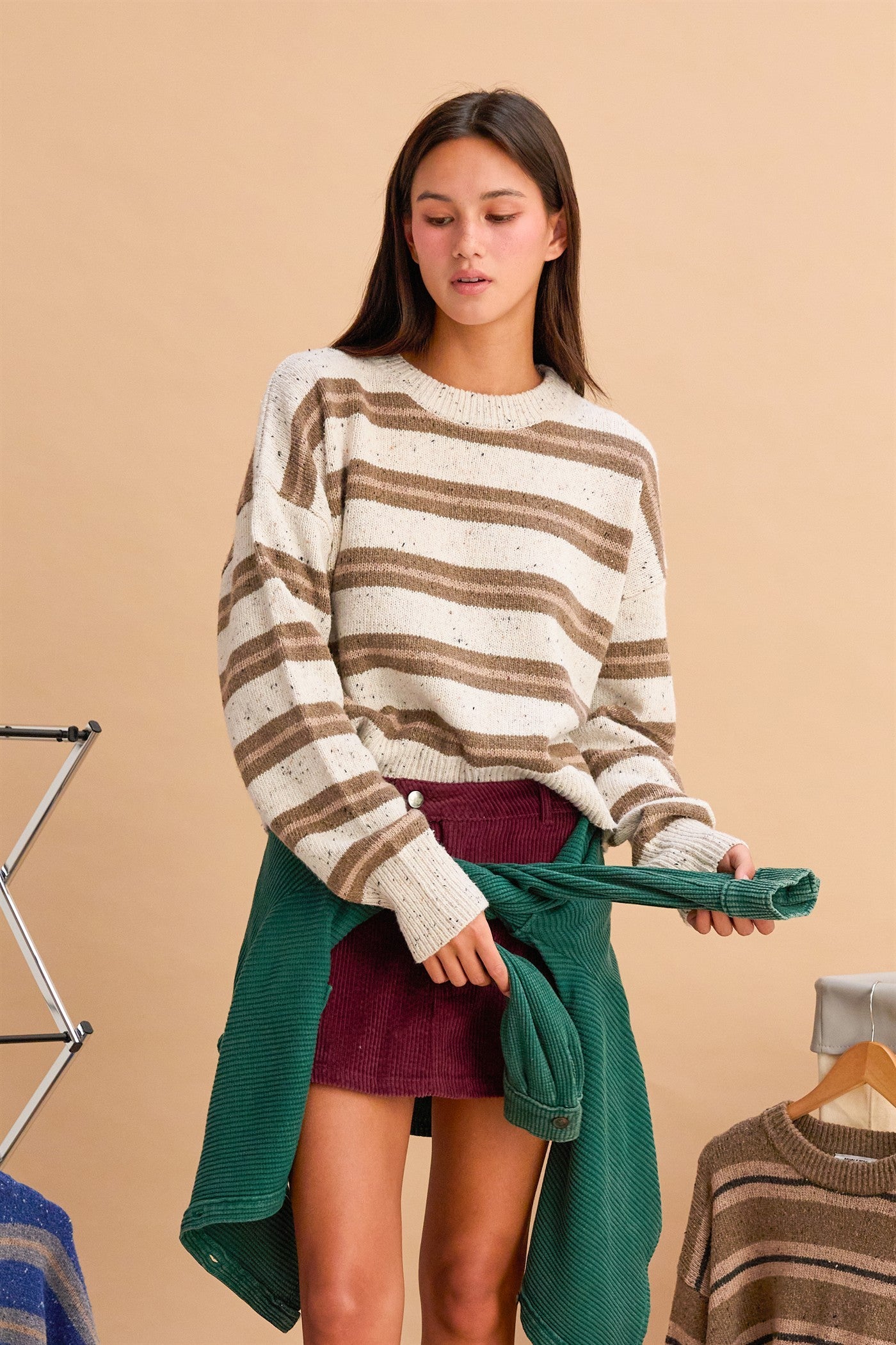 Striped Crew Neck Cozy Sweater