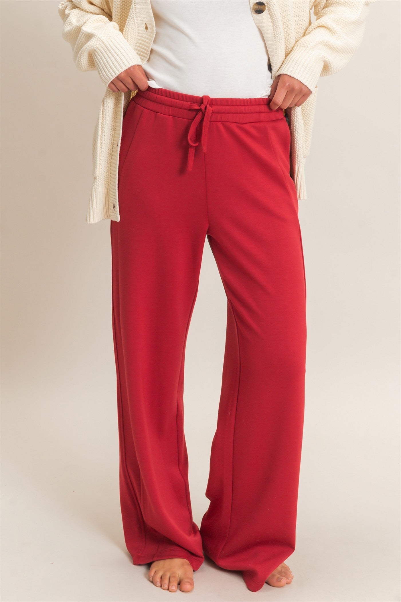 Elastic Waist Straight Leg Pants