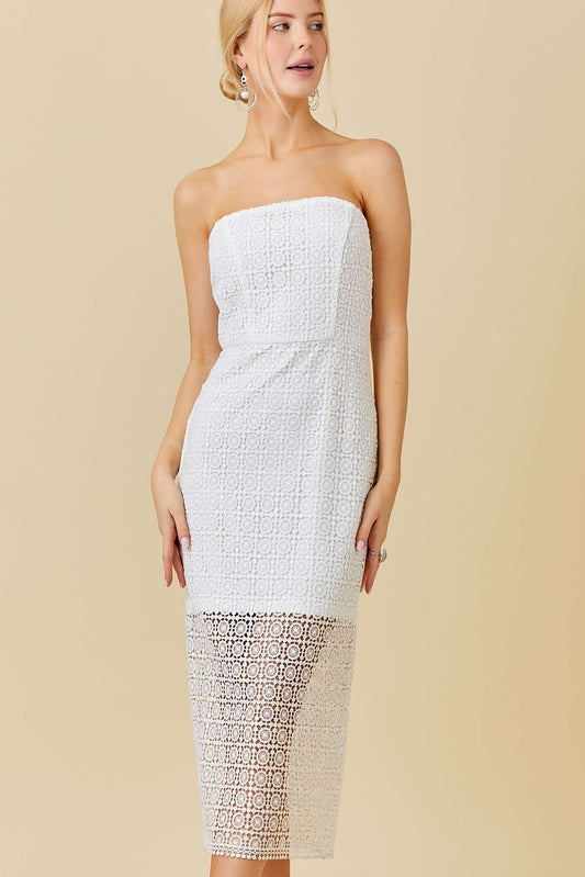 Strapless Lace Summer Midi Dress
