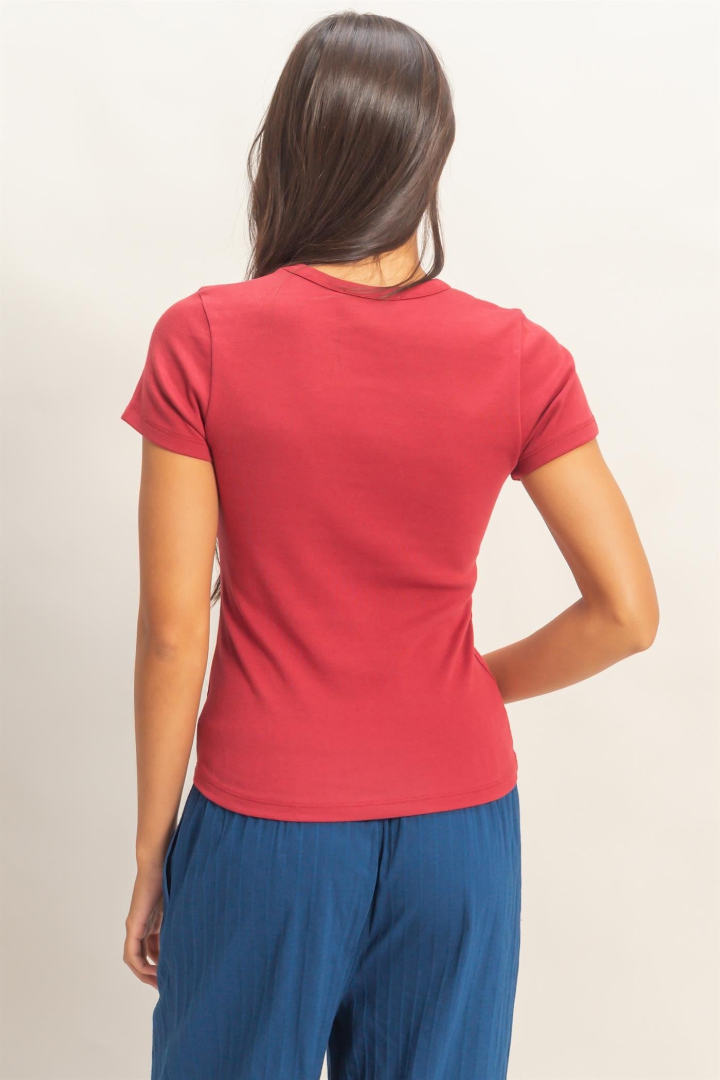 Mineral Washed Crew Neck Short Sleeve Top