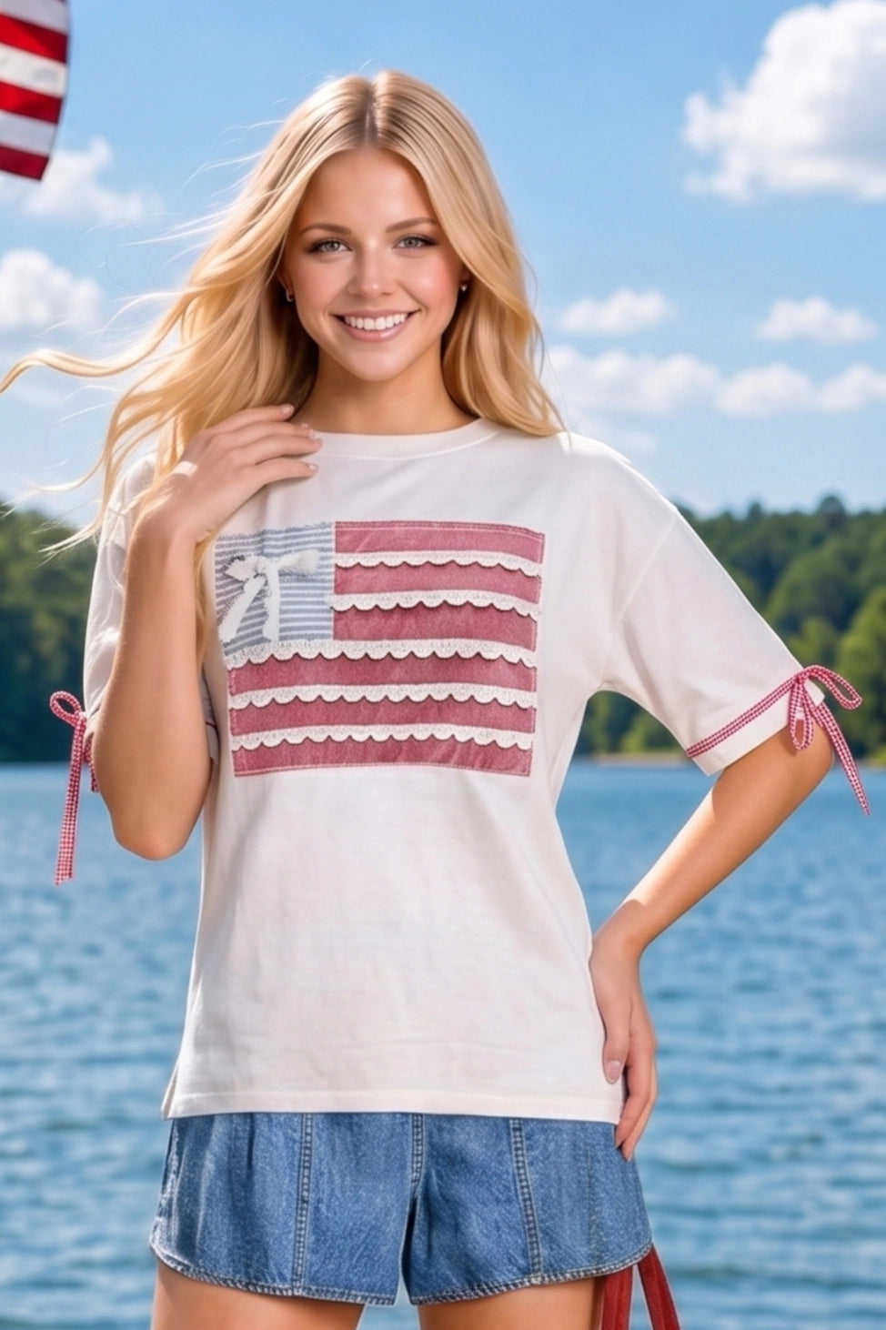 Cute Lace Flag Top
