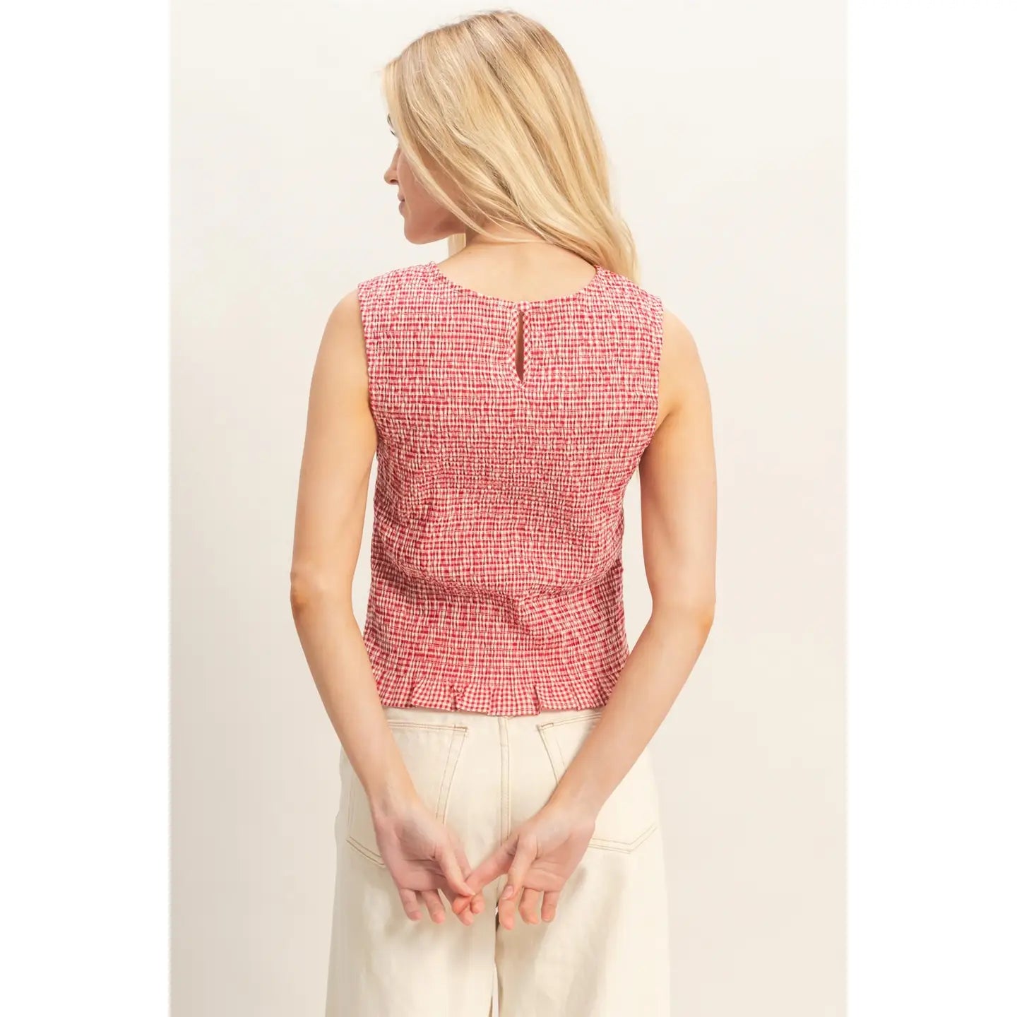 Smocked Sleeveless Top