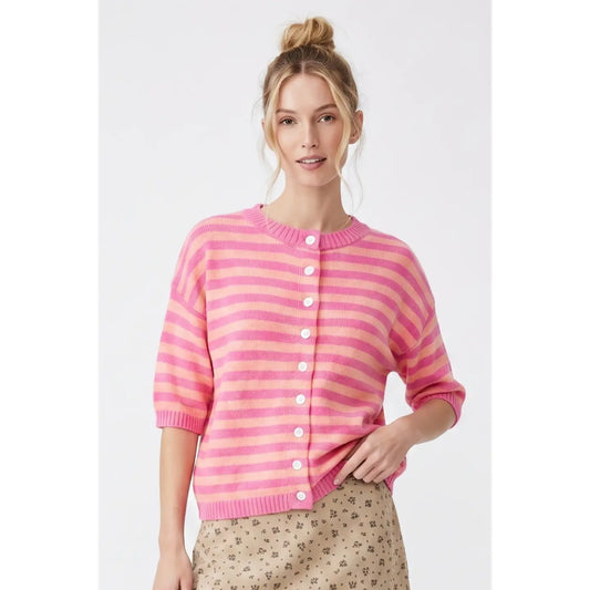 Stripe Soft Button Down Cardigan