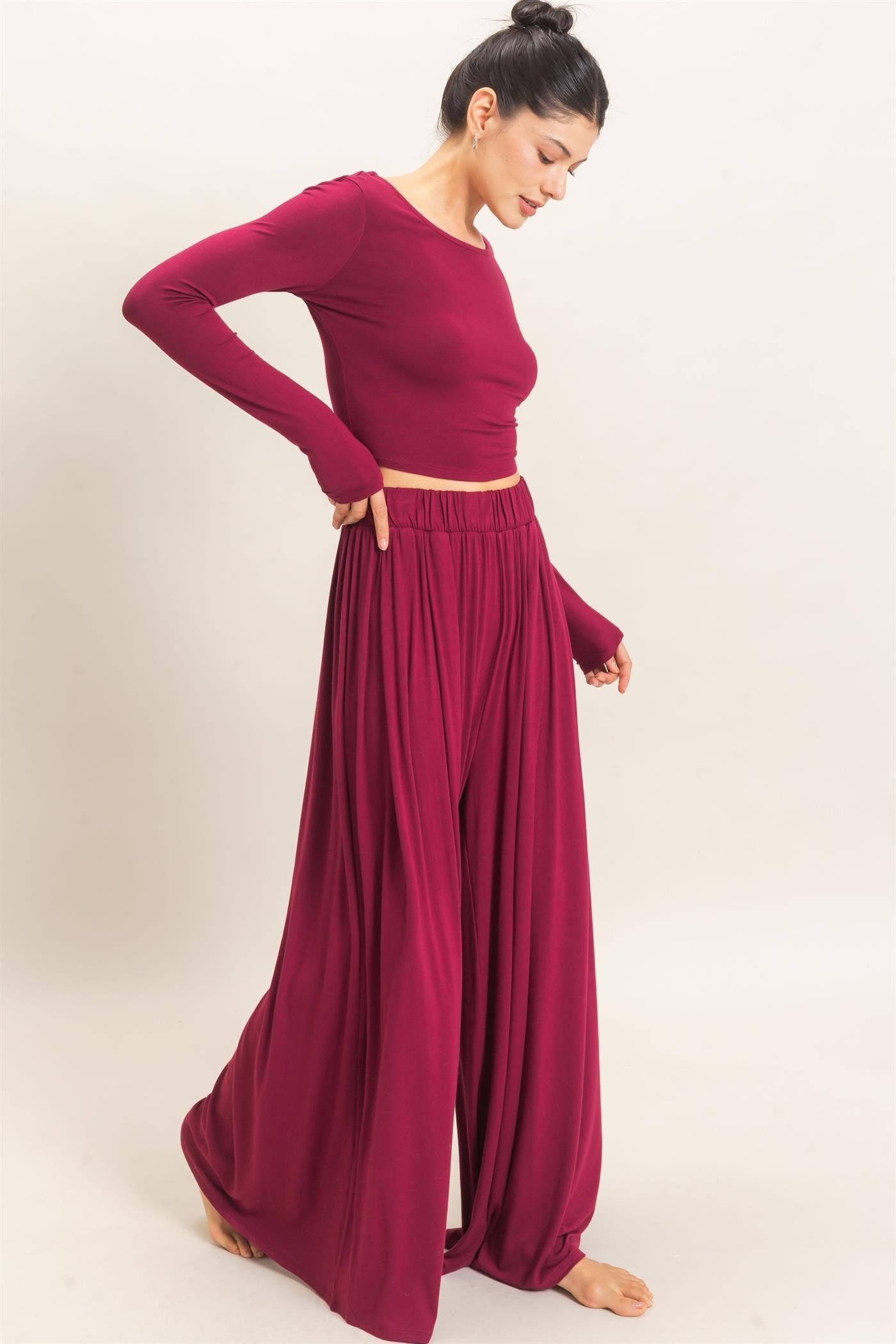 Long Sleeve Top & Wide Leg Pants Set