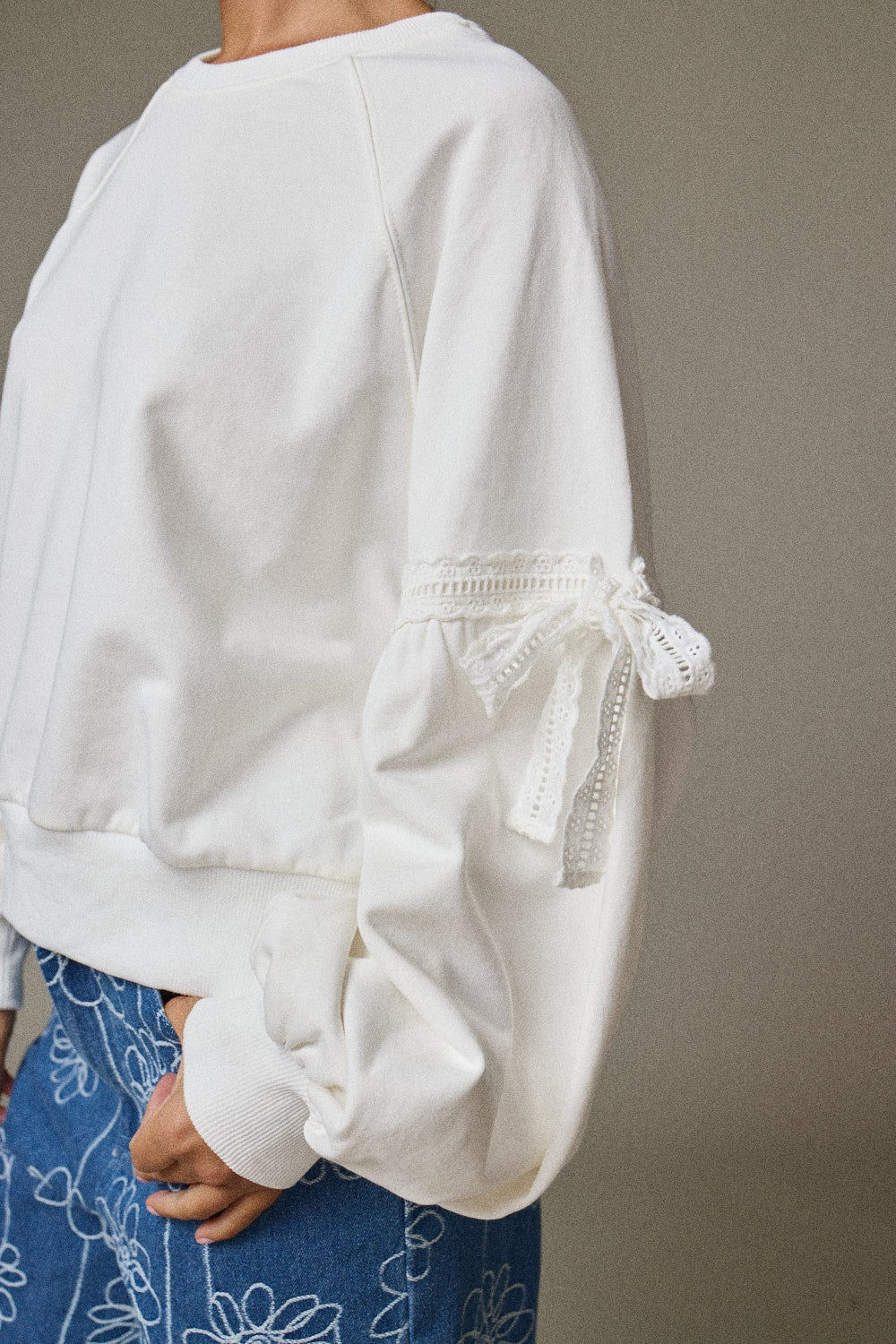 Bow Tie Sleeve Sweatshirt