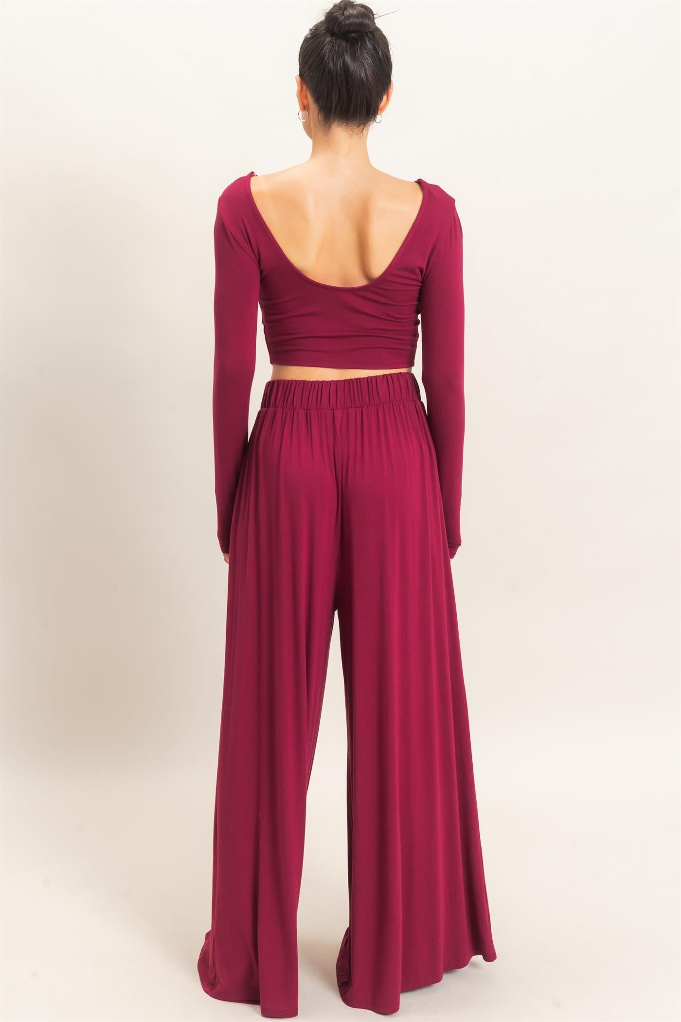 Long Sleeve Top & Wide Leg Pants Set