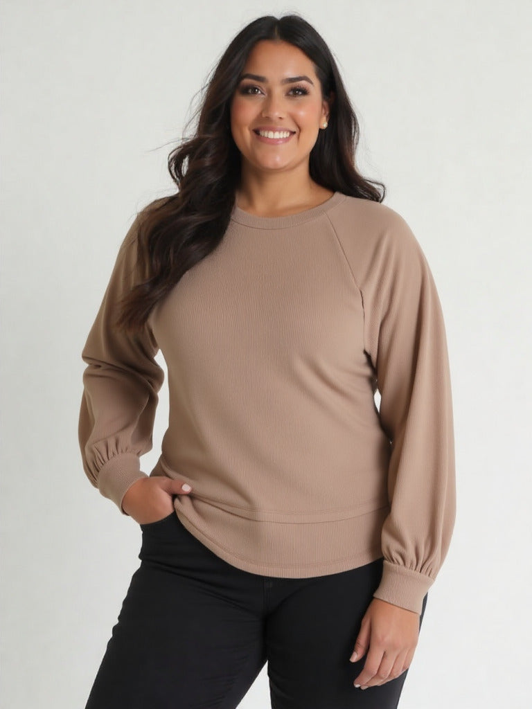 Curvy Casual Oversized Cutout Knit Top