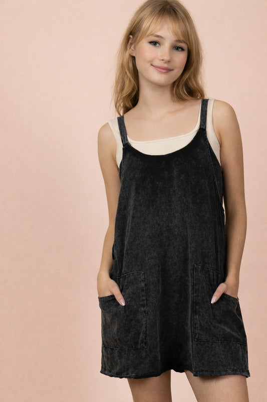 Mineral Washed Knit Mini Dress with Shorts Inside