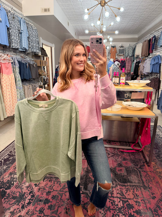 Long Sleeve Acid Wash Sweatshirt