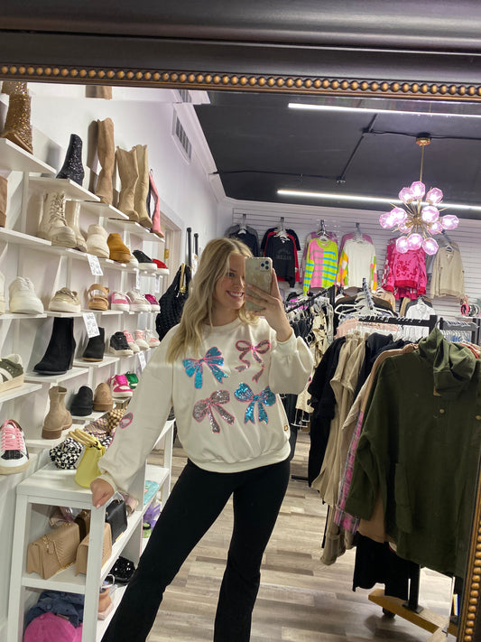 Sequin Bow Sweatshirt
