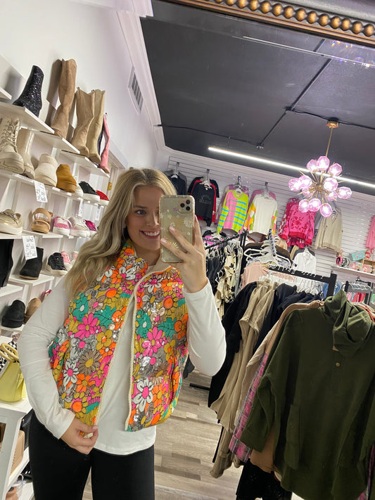 Sequin Floral Vest