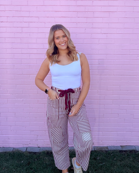 Striped Barrel Pants