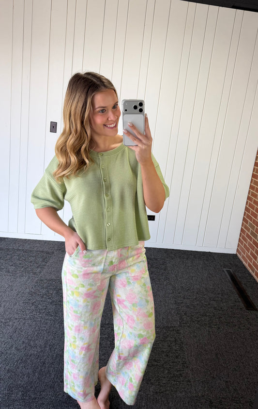 Botanical print high waist pants