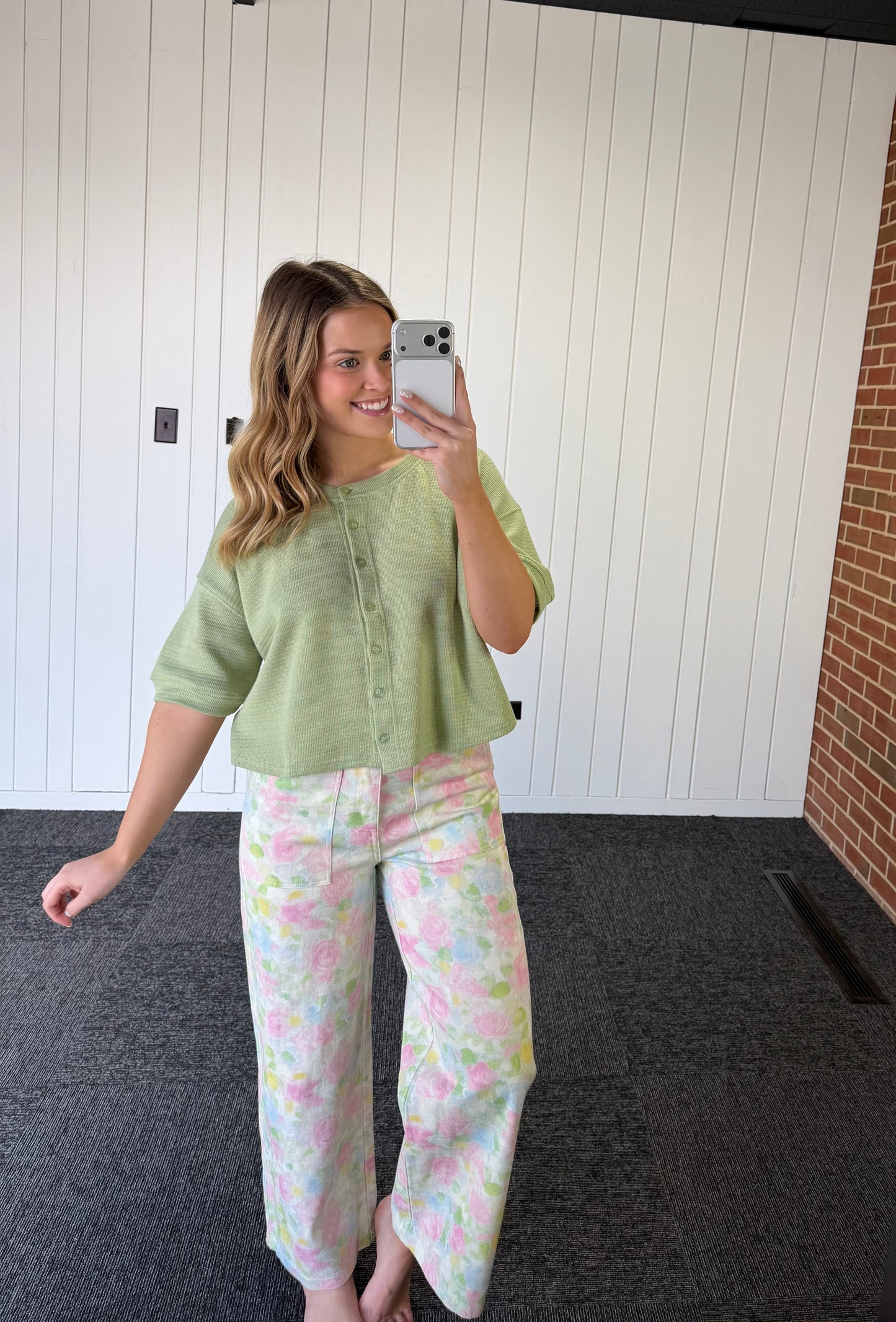 Botanical print high waist pants