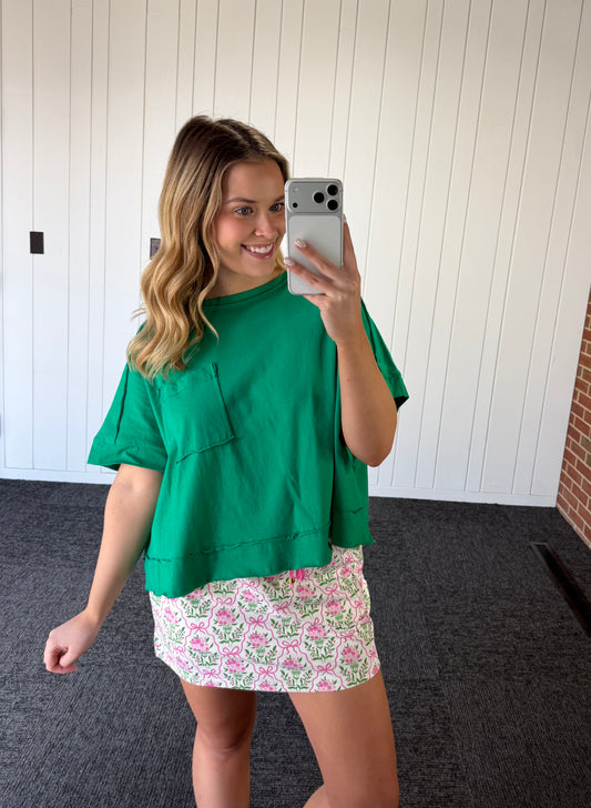 EXPOSED SEAM OVERSIZED CROP BOX TEE