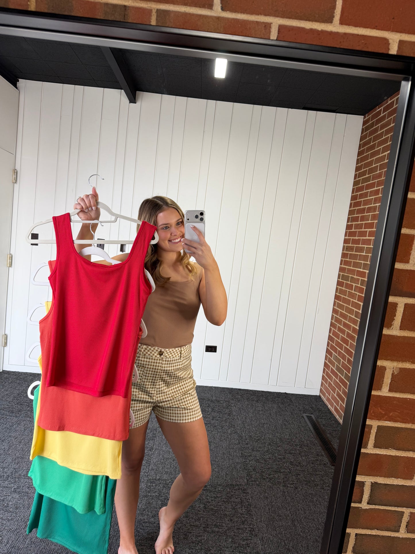 Square Neck Rib Knit Tank Top