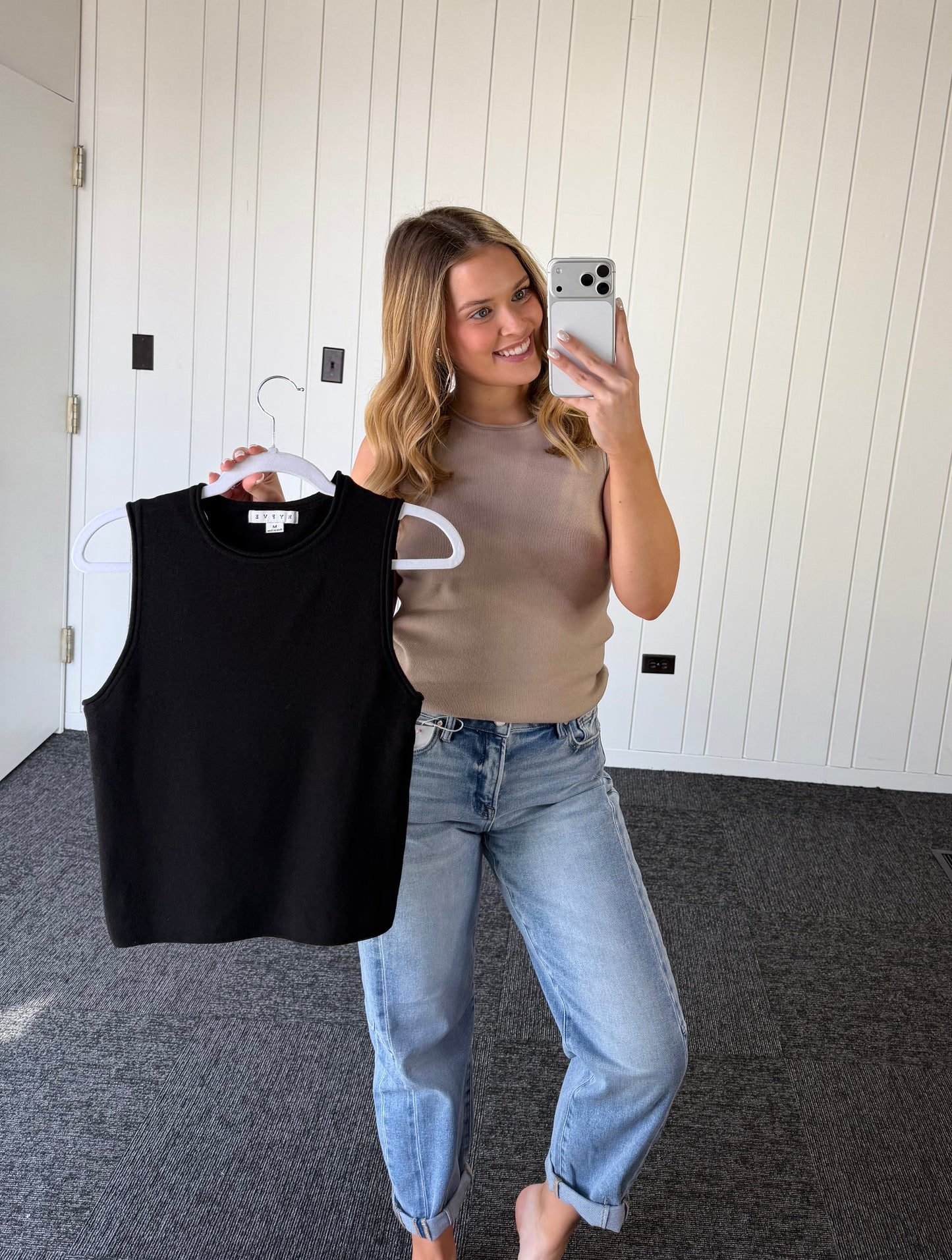 Ribbed Crew Neck Tank Top