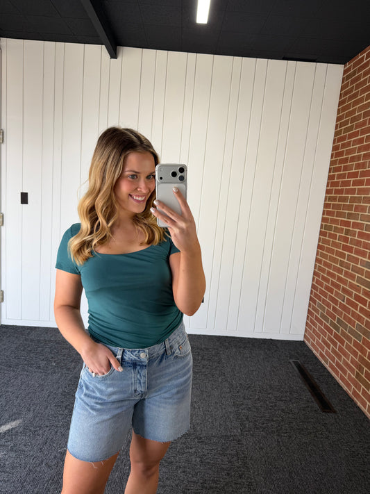 Square Neck Cap Sleeve Top