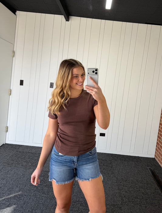 Mineral Washed Crew Neck Short Sleeve Top