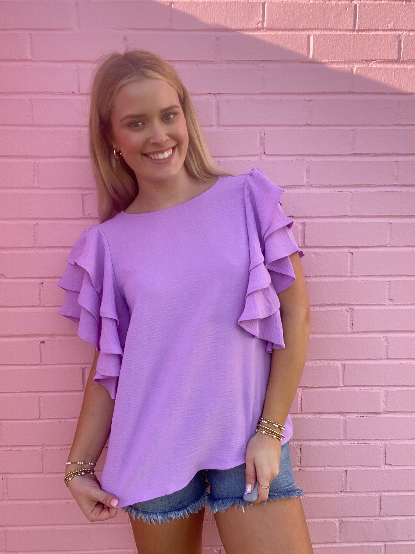 RUFFLE SLEEVE BLOUSE