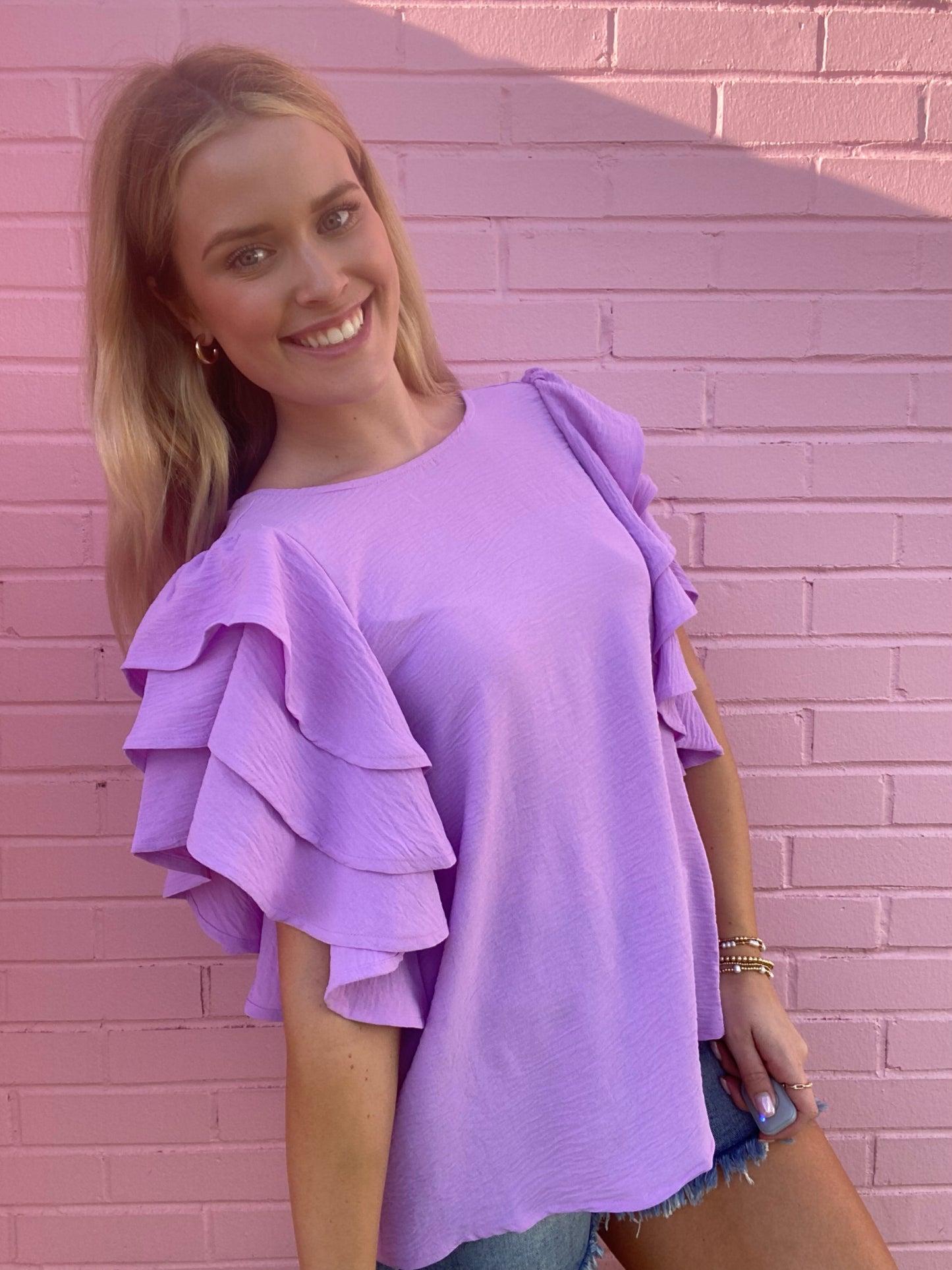 RUFFLE SLEEVE BLOUSE