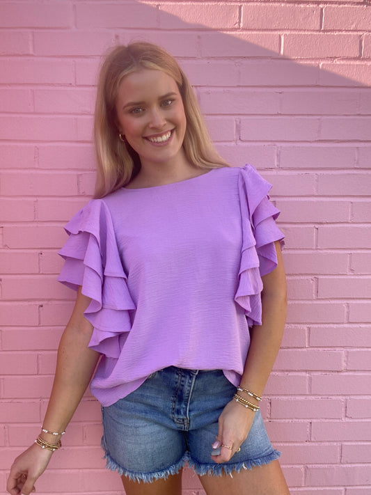 RUFFLE SLEEVE BLOUSE