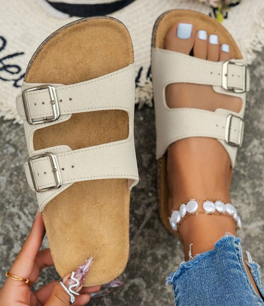 Cream Buckle Sandal
