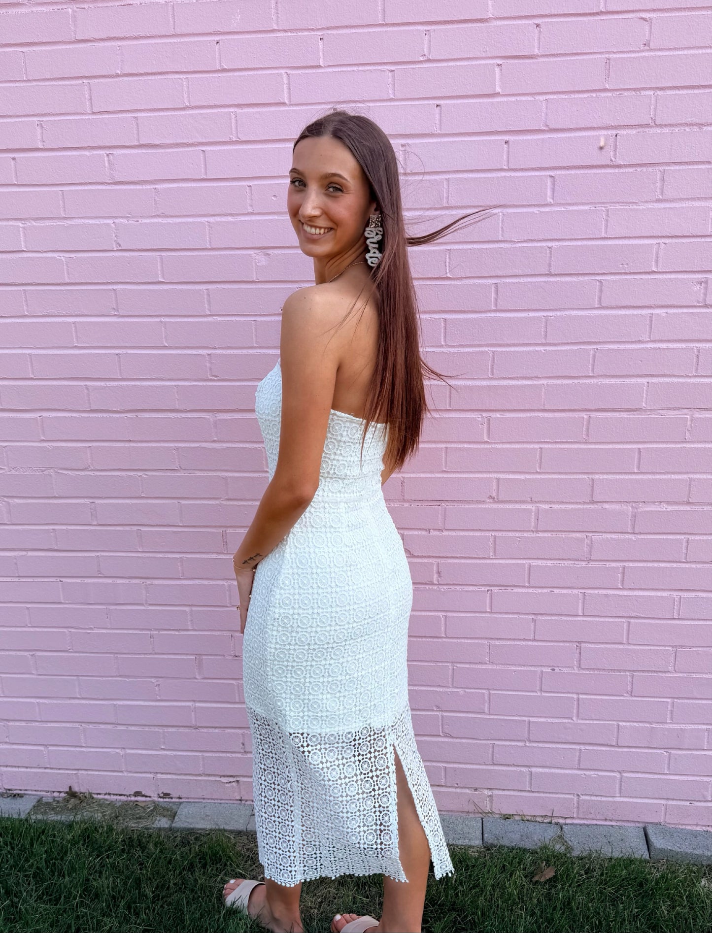 Strapless Lace Summer Midi Dress