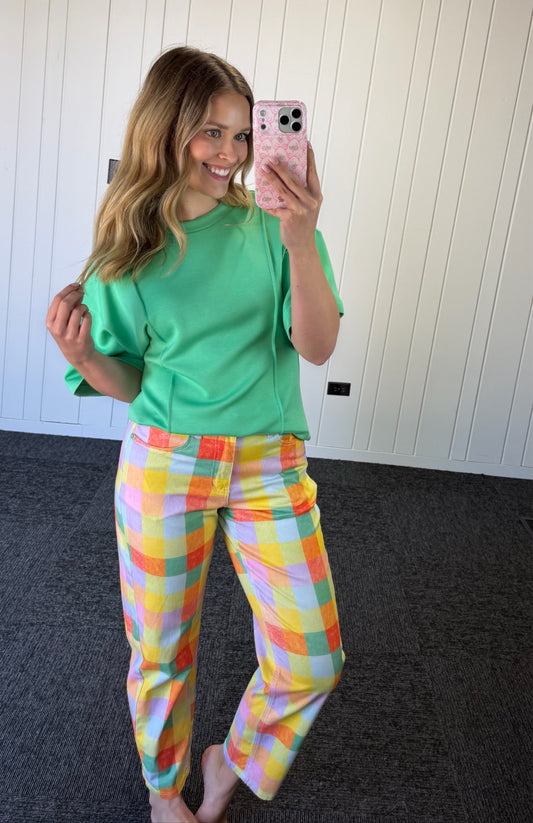 Plaid Barrel Pants