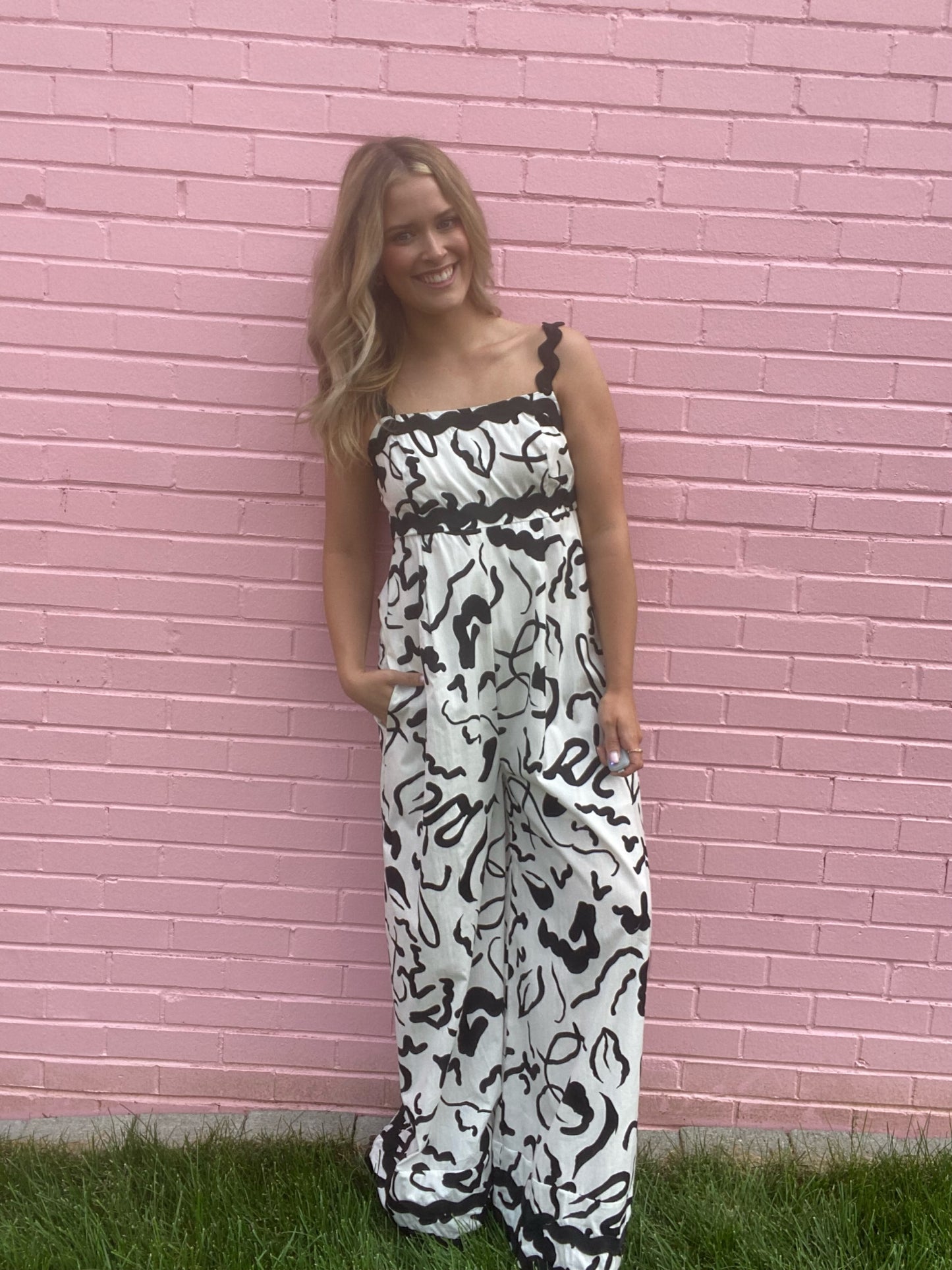 Wide Leg Black & White Jumpsuit
